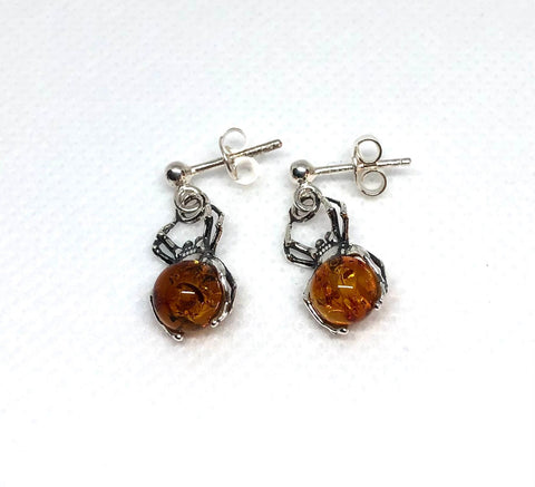 Spider Earrings with Amber