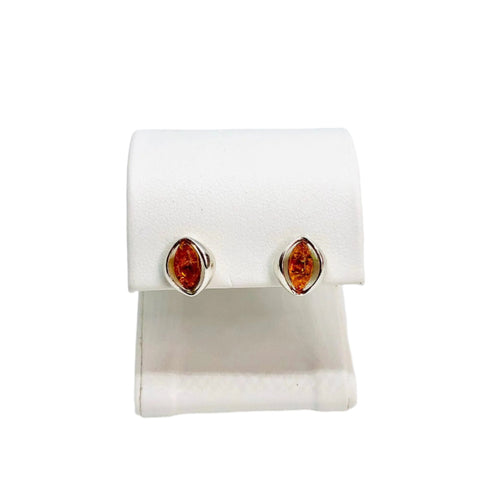Delicate Amber and Silver Studs (cognac or green)
