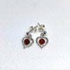 Small Silver Heart Earrings with Amber