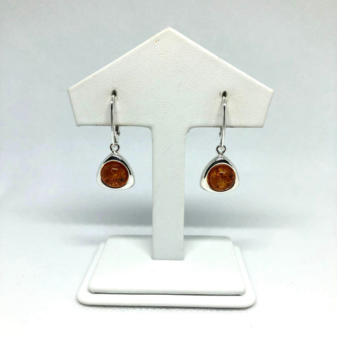 Amber Earrings in Triangle Silver Setting