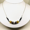 Amber Necklace on Leather and Silver Chain