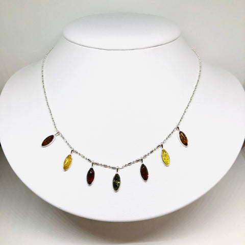 Baltic Amber and Silver Marquis Necklace