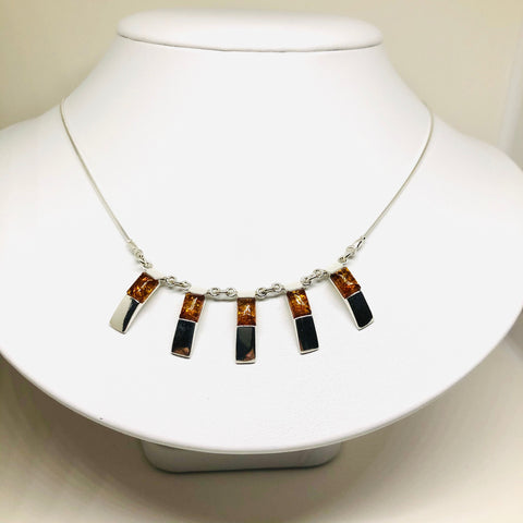 Amber and Silver Modern Necklace