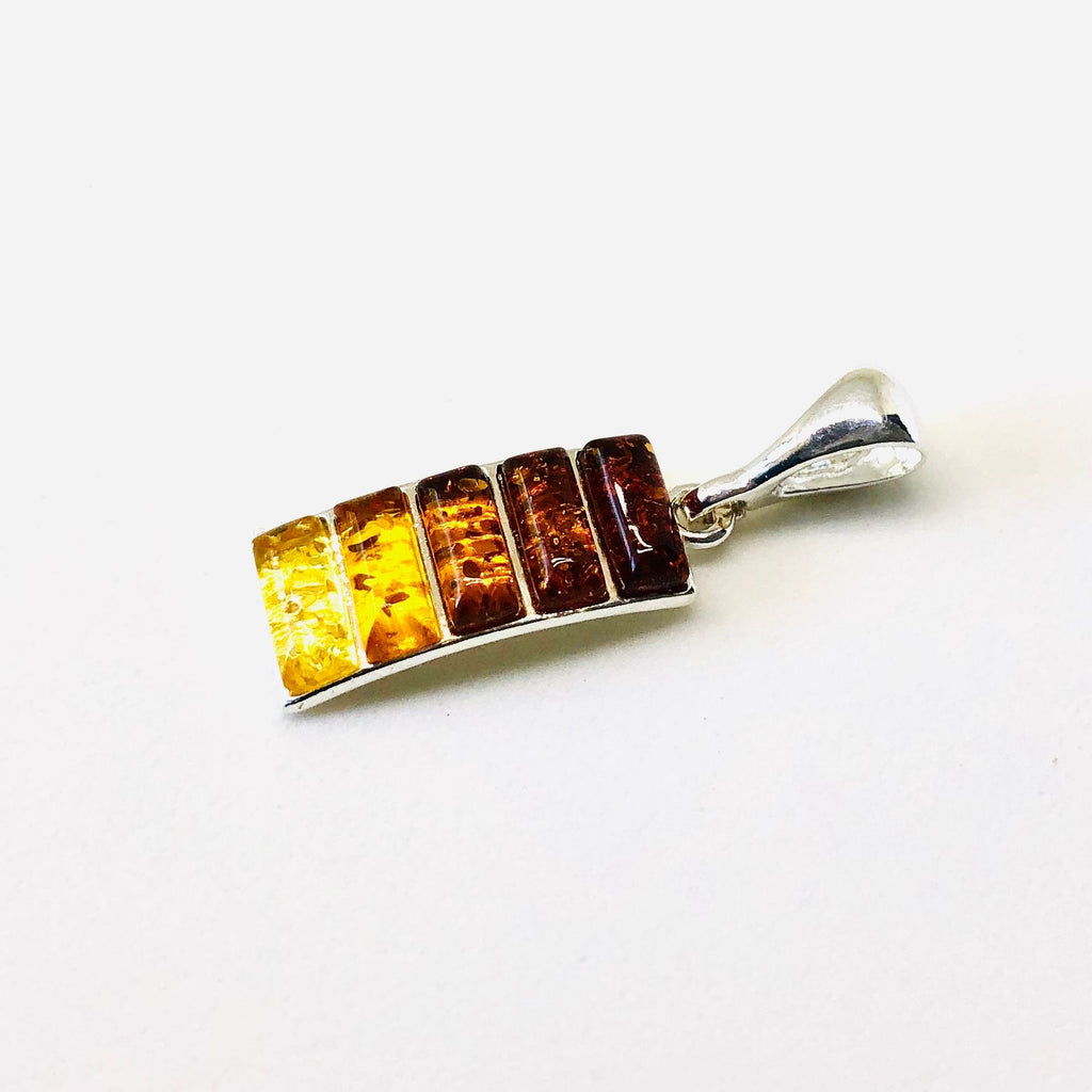 Baltic Amber and Silver  5 Stone Rectangular Pendant