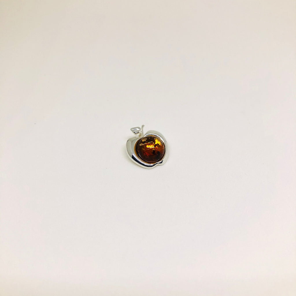 Baltic Amber and Silver Apple Pendant