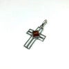 Silver Cross with Amber in Diamond Shape