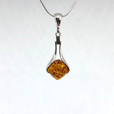 Amber Pendant in Diamond Shape on Chain