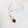 Amber Drop Pendant in Silver Frame