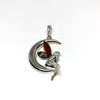 Fairy Pendant in Silver with Amber