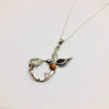 Hummingbird Pendant in Silver and Amber
