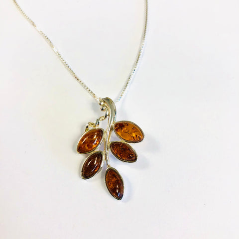 Baltic Amber Leaf Pendant
