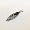 Silver and Amber Marquis Pendant in Wide Filigree Setting