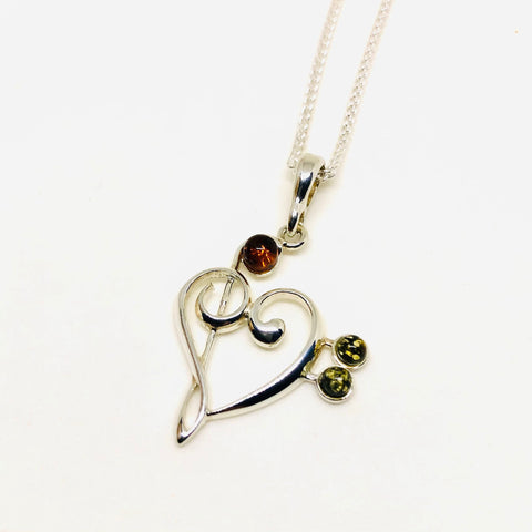 Music - Pendant in Silver and Amber