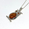 Owl Pendant in Silver with Amber