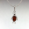 Penguin Pendant in Silver with Amber