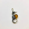 Seahorse Pendant in Silver and Amber