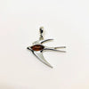 Swallow Pendant in Amber and Silver
