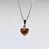 Delicate Amber Heart in Silver