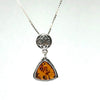 Triangle Celtic Pendant in Amber and Silver