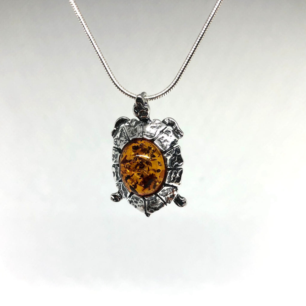 Turtle Pendant with Amber