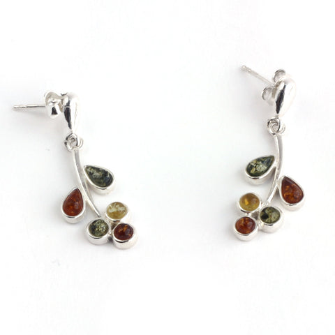 Baltic Amber Leaf Vine Earrings