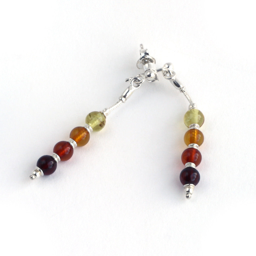 Baltic Amber Hanging Four Bead Earrings available at The Amber Room