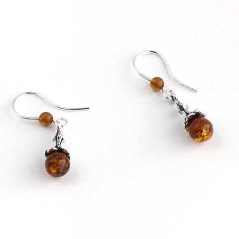 Baltic Amber Vintage Inspired Silver Hanging Earrings