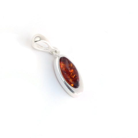 Baltic Amber Oval Silver Pendant