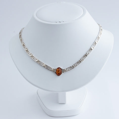 Baltic Amber Necklace with Greek Theme