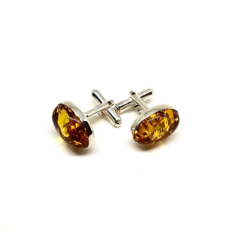 Cufflinks in Baltic Amber and Silver